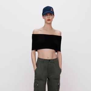NWOT Zara Cropped Knit Black Top | Zara Crop Top | Black Tube Top